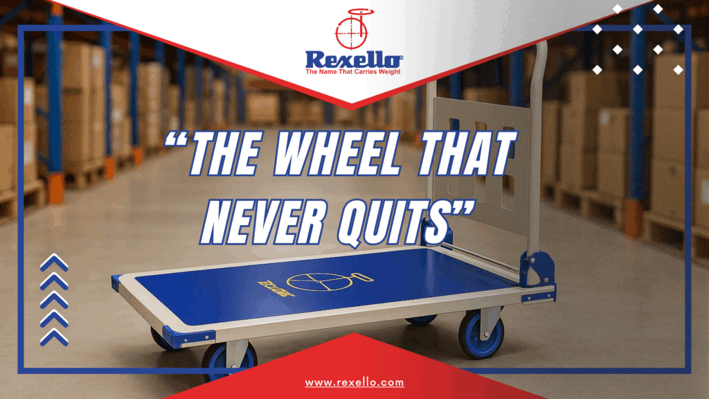 Heavy-duty Rexello castor wheel symbolizing durability and reliability