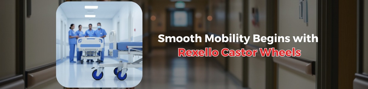 Hospital bed fitted with Rexello castor wheels, ensuring smooth and controlled mobility in healthcare corridors | Rexello Castors