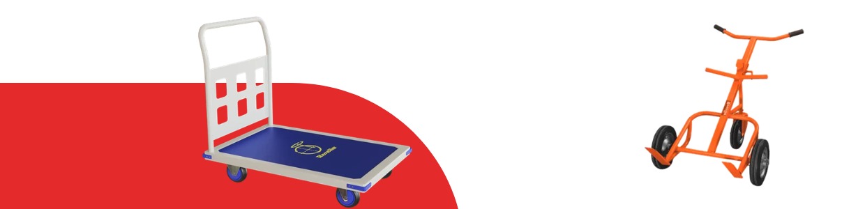 Heavy-duty platform trolley and drum trolley with durable castor wheels for smooth material handling, warehouse transport, and industrial applications.