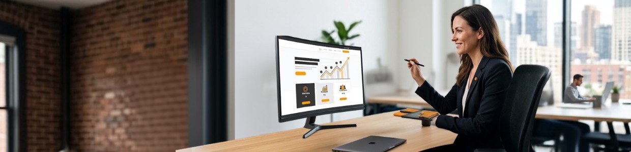 Professional reviewing website analytics and business performance dashboard on a desktop computer in a modern office | Ace360degree