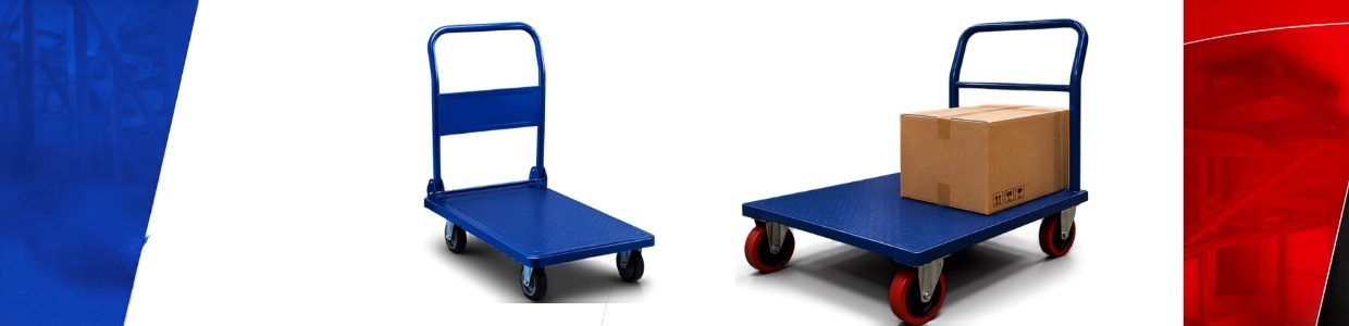 Heavy-duty platform trolley with PU caster wheels for warehouse, factory, logistics, and industrial material handling | Rexello Castor