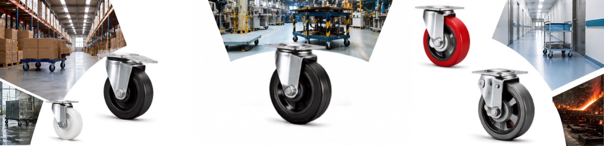 Industrial castor wheels for platform trolleys used in warehouse, manufacturing, healthcare, and material handling applications | Rexello Castor
