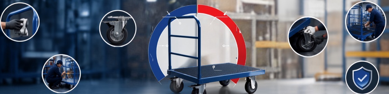Heavy-duty platform trolley with premium caster wheels, ergonomic design, warehouse transport, quality inspection, and industrial material handling equipment for factories and logistics | Ace360 Degree