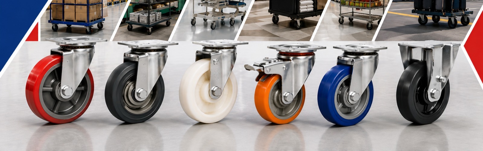 Industrial caster wheels for trolleys, carts, and material handling equipment in warehouses and factories | Rexello Castors